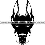 Animal Dog Doberman Dog Breed Head Face ClipArt SVG 002