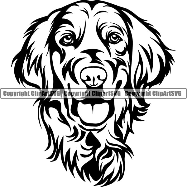 Golden Retriever Dog Breed Head Face ClipArt SVG 006