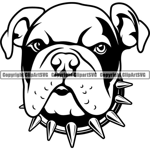 Animal Dog English Bulldog Dog Breed Head Face ClipArt SVG 009