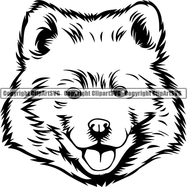 Samoyed Dog Breed Head Face ClipArt SVG 001