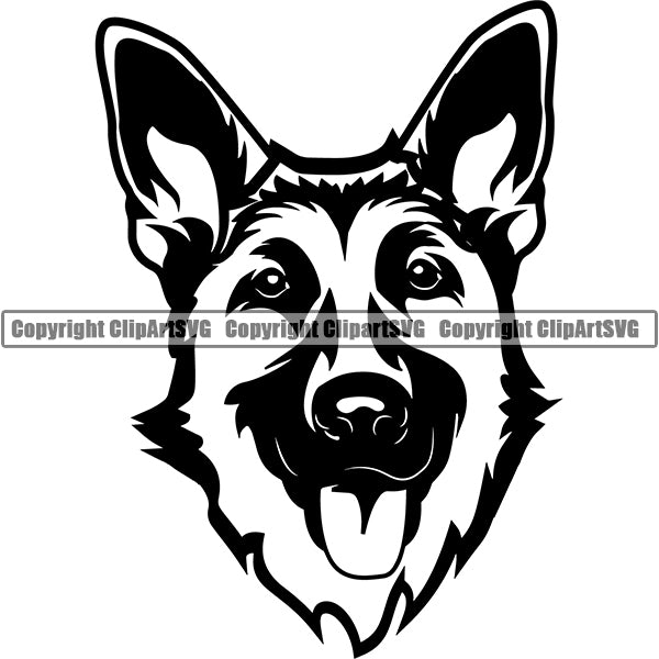 German Shepherd Dog Breed Head Face ClipArt SVG 003