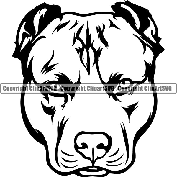 Pit Bull Dog Breed Head Face ClipArt SVG 022