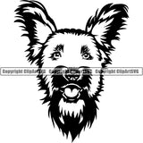 Skye Terrier Dog Breed Head Face ClipArt SVG 001