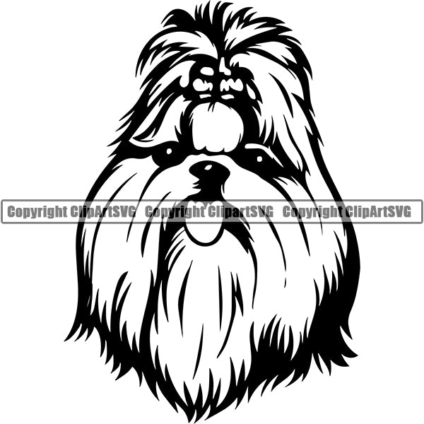 Shih Tzu Dog Breed Head Face ClipArt SVG 002