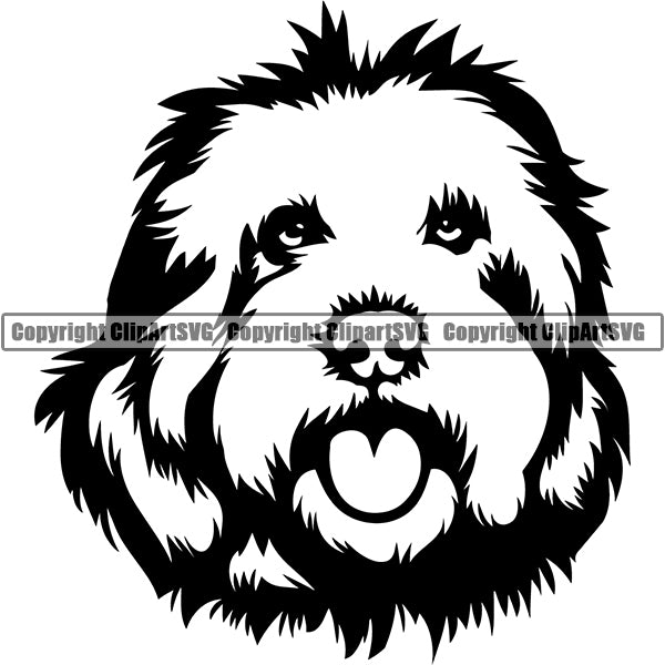Goldendoodle Dog Breed Head Face ClipArt SVG 003