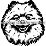 Pomeranian Dog Breed Head Face ClipArt SVG 004