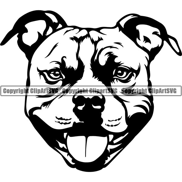 Pit Bull Dog Breed Head Face ClipArt SVG 013