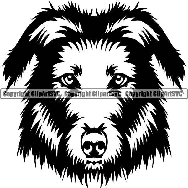 Lurcher Dog Breed Head Face ClipArt SVG 001