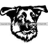 German Shepherd Dog Breed Head Face ClipArt SVG