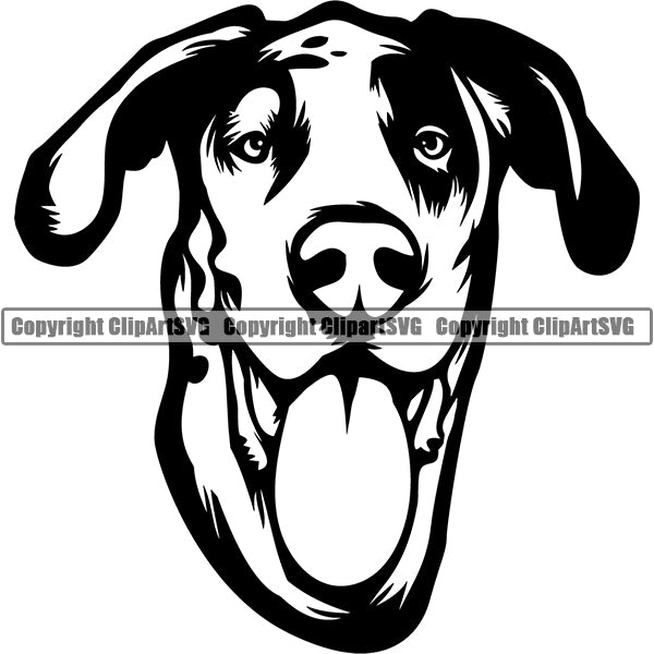 Great Dane Dog Breed Head Face ClipArt SVG 008