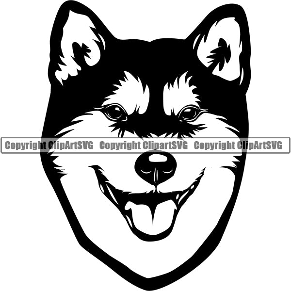 Shiba Inu Dog Breed Head Face ClipArt SVG 001