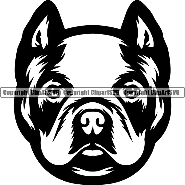 Pit Bull Dog Breed Head Face ClipArt SVG 004