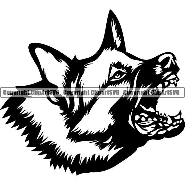 German Shepherd Dog Breed Head Face ClipArt SVG 027
