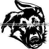 German Shepherd Dog Breed Head Face ClipArt SVG