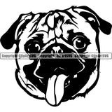 Pug Dog Breed Head Face ClipArt SVG 002