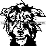 Scottish Deerhound Dog Breed Head Face ClipArt SVG 001