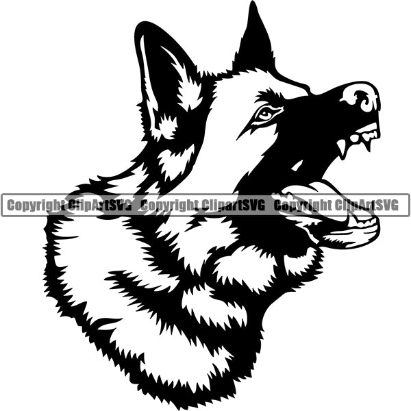 German Shepherd Dog Breed Head Face ClipArt SVG 019