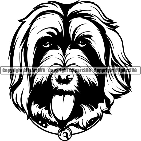Labradoodle Dog Breed Head Face ClipArt SVG 001