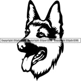 German Shepherd Dog Breed Head Face ClipArt SVG 012