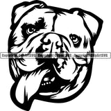 Animal Dog English Bulldog Dog Breed Head Face ClipArt SVG 002