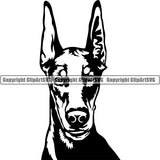 Animal Dog Doberman Dog Breed Head Face ClipArt SVG 001