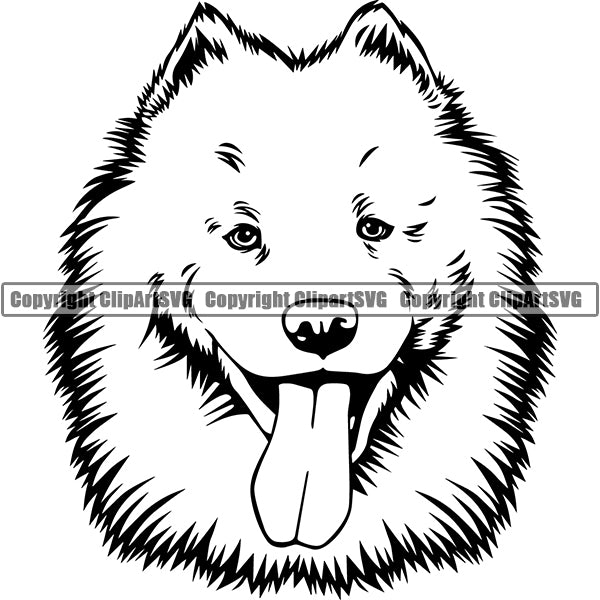 Samoyed Dog Breed Head Face ClipArt SVG 003