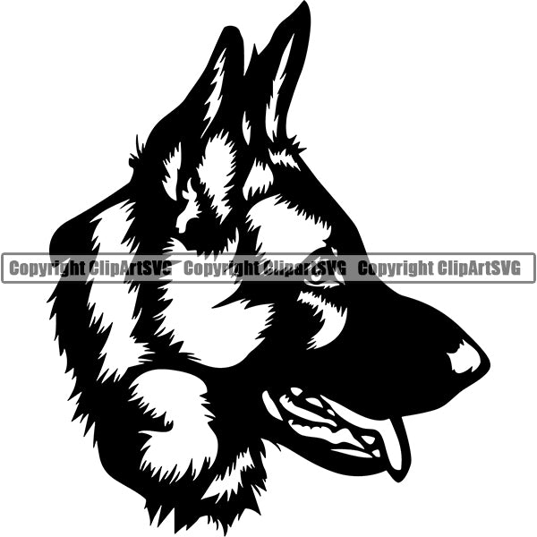 German Shepherd Dog Breed Head Face ClipArt SVG 011