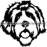 Tibetian Terrier Dog Breed Head Face ClipArt SVG 001