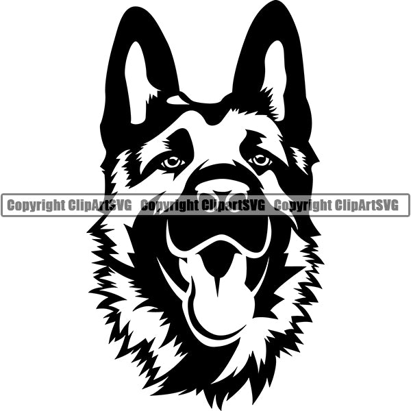 German Shepherd Dog Breed Head Face ClipArt SVG 005