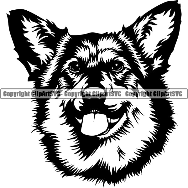 Welsh corgi  Dog Breed Head Face ClipArt SVG 001