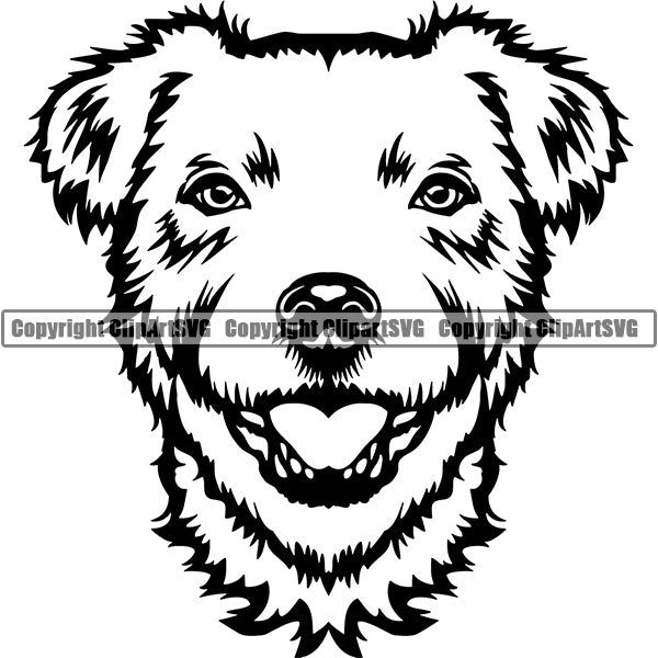 Parson Russell Dog Breed Head Face ClipArt SVG 001