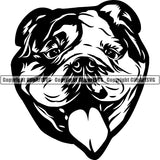 Animal Dog English Bulldog Dog Breed Head Face ClipArt SVG 001