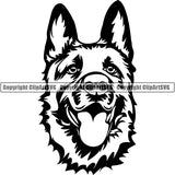 German Shepherd Dog Breed Head Face ClipArt SVG 001