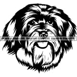 Havanese Dog Breed Head Face ClipArt SVG 005