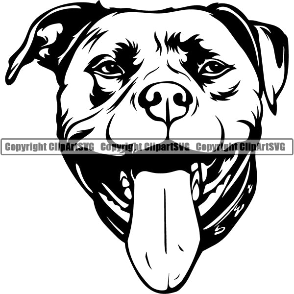 Pit Bull Dog Breed Head Face ClipArt SVG 016