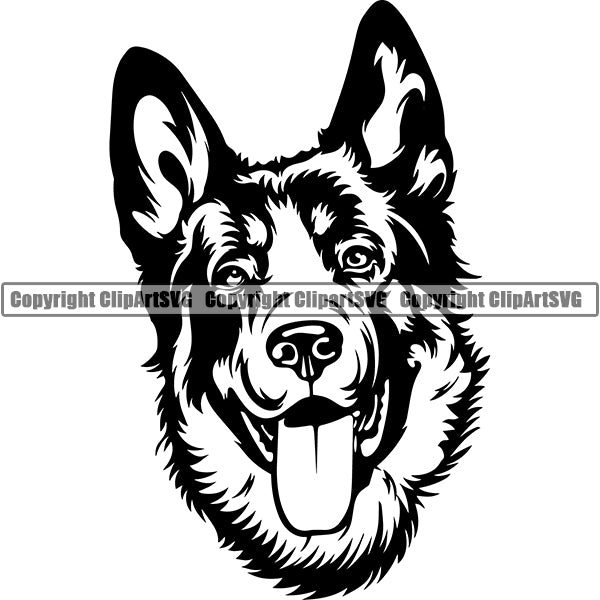 German Shepherd Dog Breed Head Face ClipArt SVG 026