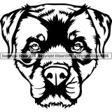 Rottweiler Dog Breed Head Face ClipArt SVG 009