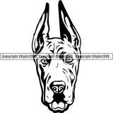 Great Dane Dog Breed Head Face ClipArt SVG 006