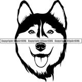 Siberian Husky Dog Breed Head Face ClipArt SVG 002