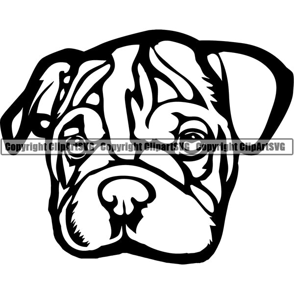 Animal Dog English Bulldog Dog Breed Head Face ClipArt SVG 013