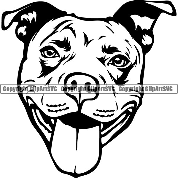 Pit Bull Dog Breed Head Face ClipArt SVG 015