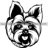 Yorkshire Terrier Dog Breed Head Face ClipArt SVG 012