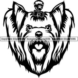 Yorkshire Terrier Dog Breed Head Face ClipArt SVG 009