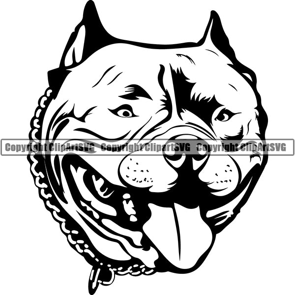 Pit Bull Dog Breed Head Face ClipArt SVG 018