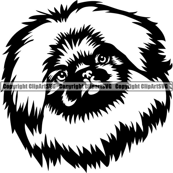 Pekingese Dog Breed Head Face ClipArt SVG 002