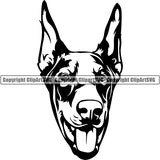 Animal Dog Doberman Dog Breed Head Face ClipArt SVG 003