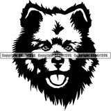 Keeshond Dog Breed Head Face ClipArt SVG 001