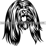 Lhasa Apso Dog Breed Head Face ClipArt SVG 001