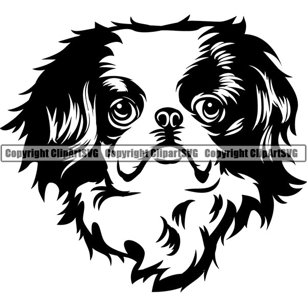 Japanese Chin Dog Breed Head Face ClipArt SVG 002