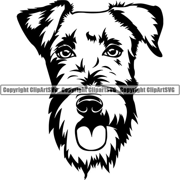 Airedale Dog Breed Head Face Clipart SVG